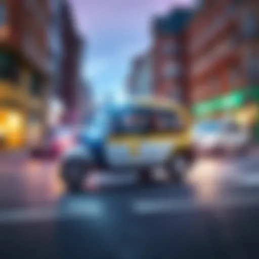 A Kaspa Taxi driving through the streets of Dublin, showcasing modern technology and accessibility in transportation.