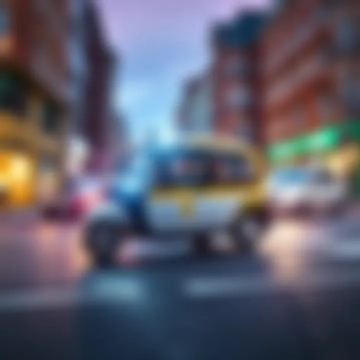 A Kaspa Taxi driving through the streets of Dublin, showcasing modern technology and accessibility in transportation.