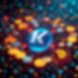 An illustration of Kaspa logo surrounded by digital currency symbols, showcasing its advanced technology in the crypto market.