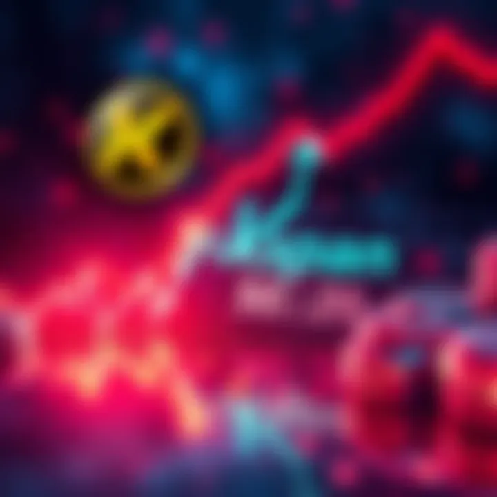 A graphic showing a downward trend in cryptocurrency value with the Kaspa logo and the $0.20 mark highlighted.