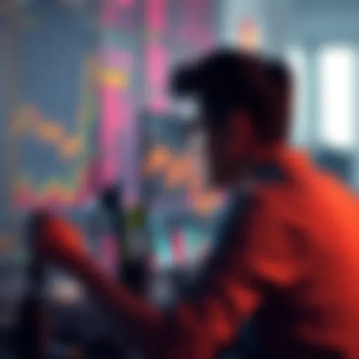 Person analyzing cryptocurrency data Individual looking at cryptocurrency charts on a computer, exploring investment opportunities in Kaspa