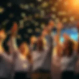 Kaspa Investors Celebrating Success A group of happy investors celebrating their financial success with money and confetti in the air.