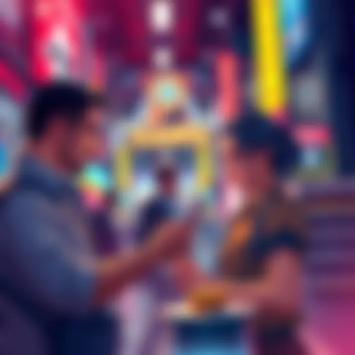 Retail investors engaging with Kaspa cryptocurrency while traditional investors look on.