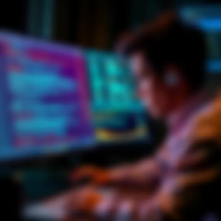 A frustrated QuickMiner user looking at a computer screen showing error messages related to the Kawpow algorithm.