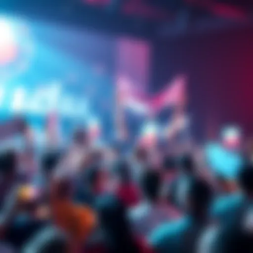 A vibrant community gathering, showcasing excitement for Kendu's potential growth in the memecoin market, with people holding banners and cheering.