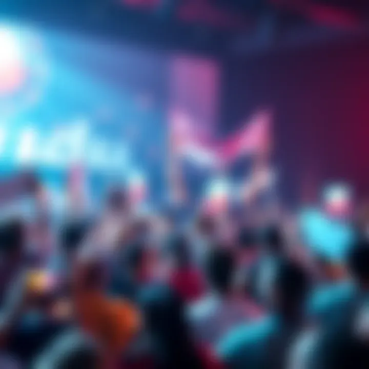 A vibrant community gathering, showcasing excitement for Kendu's potential growth in the memecoin market, with people holding banners and cheering.