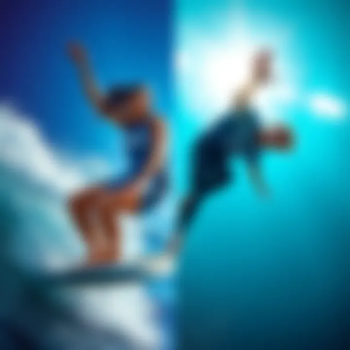 Kendu Unleashed Sports Sponsorship Athletes from surfing and gymnastics showcasing their skills with Kendu branding visible, highlighting the community initiative's focus on real talent.