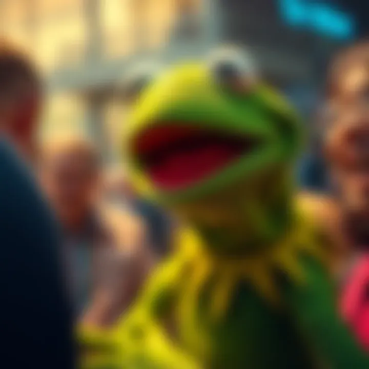 Kermit the Frog sharing a joyful laugh with friends, showcasing his humorous personality
