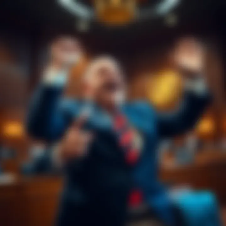 Kevin O'Leary celebrating a court victory against BitBoy in a legal setting