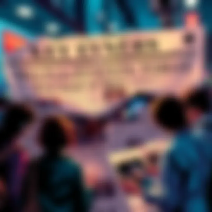A newspaper with headlines about significant daily news events, showing people reading and discussing the articles.