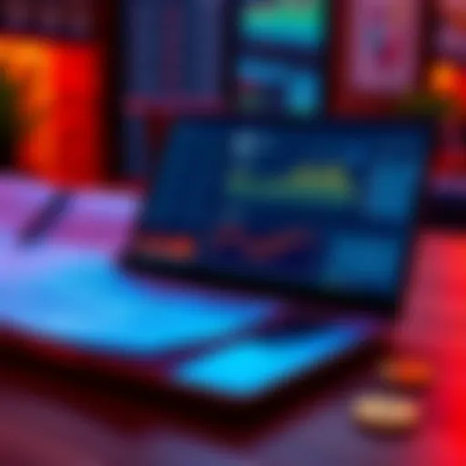 A laptop screen showing Koinly interface with crypto charts and tax documents