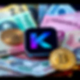 Kontigo app logo with a backdrop of Venezuelan currency and digital currency symbols