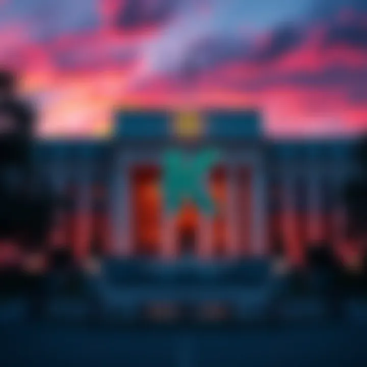 Kraken cryptocurrency logo with Federal Reserve building in the background