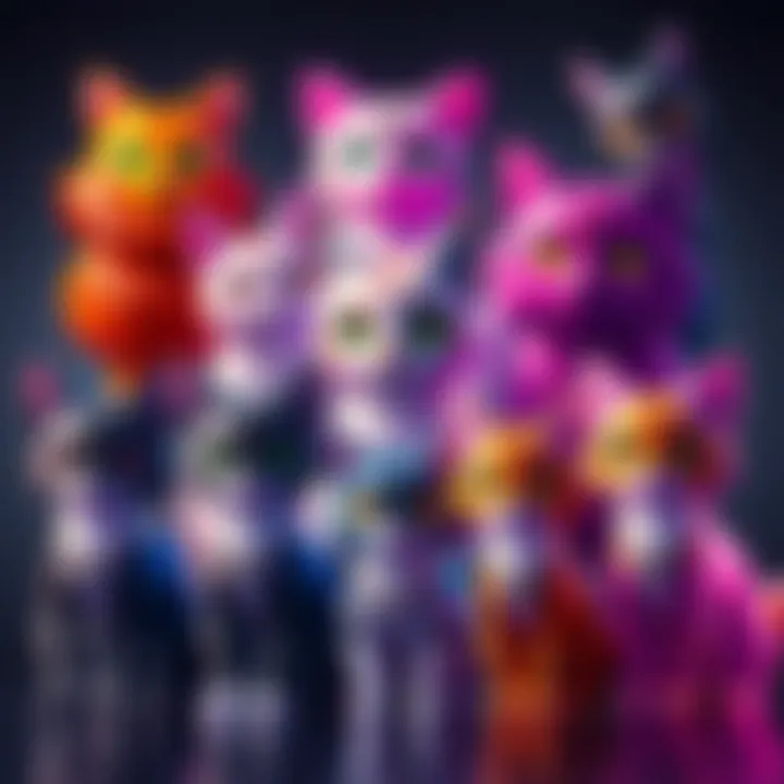 Kristy Glas Avatar Collection A vibrant display of ten unique cat-inspired avatars created by Kristy Glas, showcasing their artistic designs and mint condition.