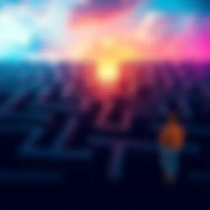 A symbolic representation of unresolved KYC issues, depicting a maze with a person standing at a crossroads, contemplating their next steps in the process.