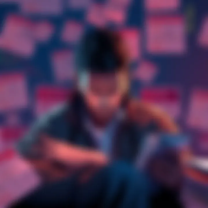 Frustrated crypto trader surrounded by paperwork and blocked account notifications