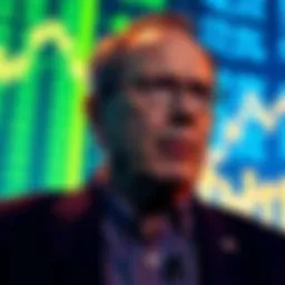 Larry Fink speaking about blockchain and tokenization with a financial backdrop