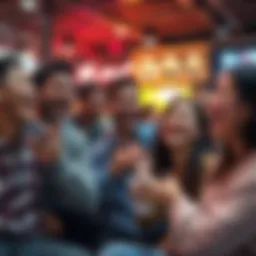 A group of friends laughing together at humorous fails, showcasing their reactions and joy in a light-hearted moment.