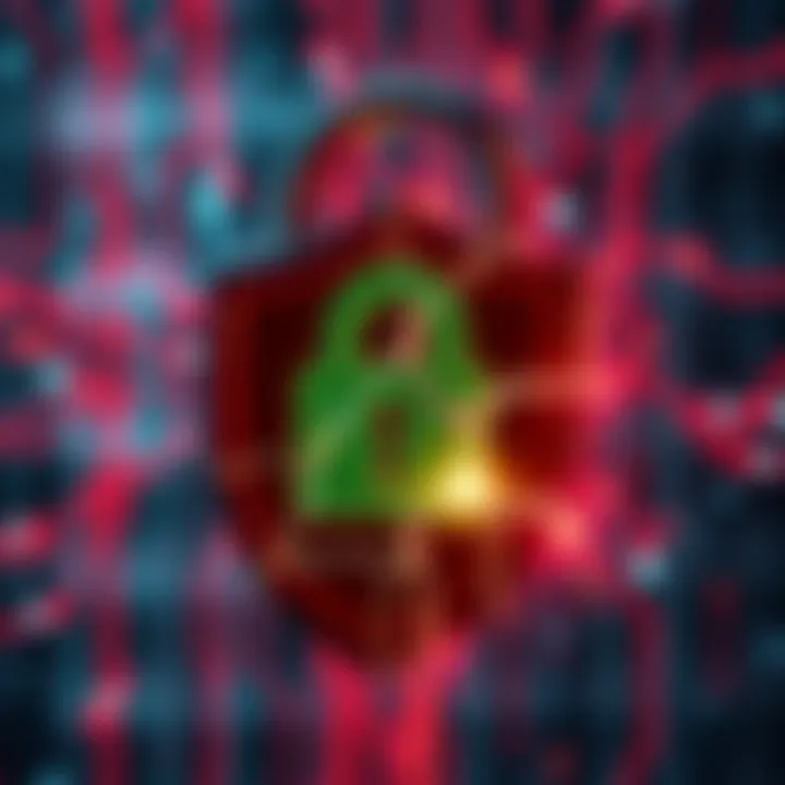 A digital lock symbol with a cracked shield representing a data breach incident involving Ledger.