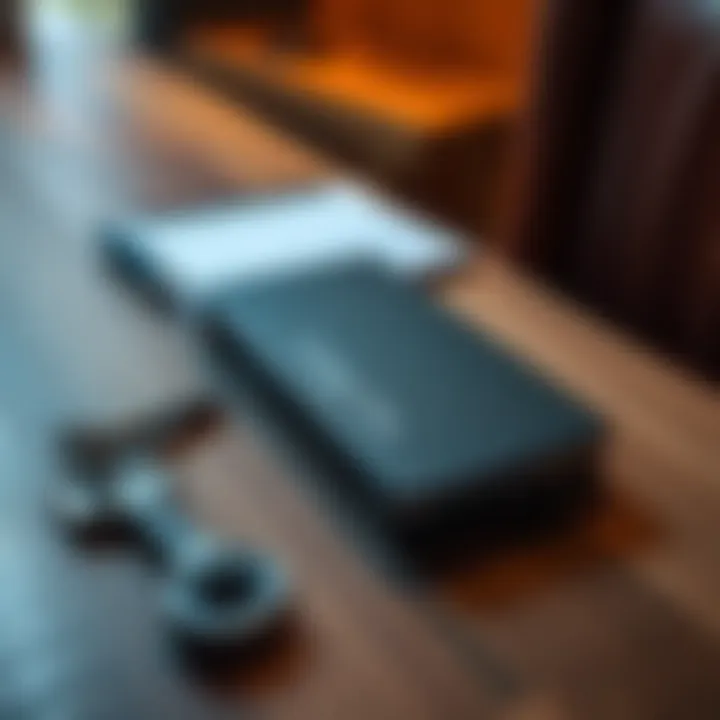 A Ledger Flex cold wallet placed on a wooden table with a key and a notepad nearby, symbolizing security and user caution