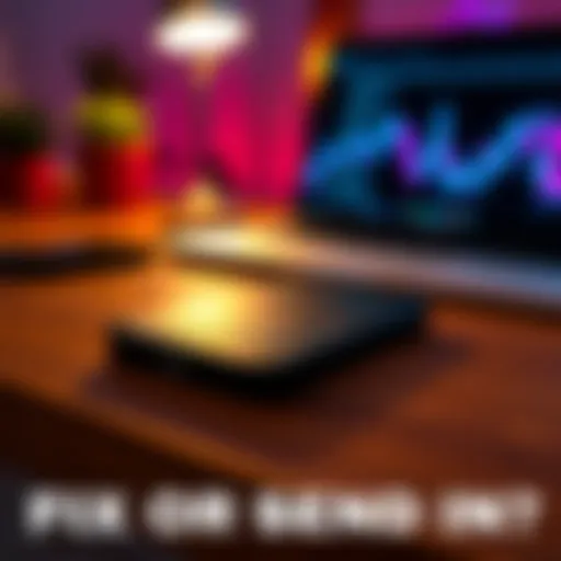 Ledger Nano X on a desk Ledger Nano X cryptocurrency wallet placed on a wooden desk with a laptop in the background.