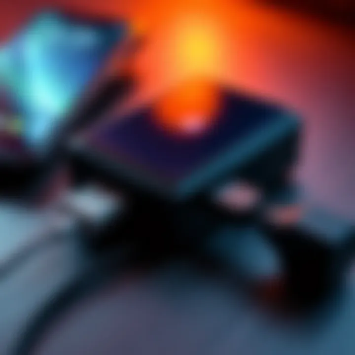 A close-up of a Ledger Nano X device showing a charging cable connected to it, indicating a battery problem.