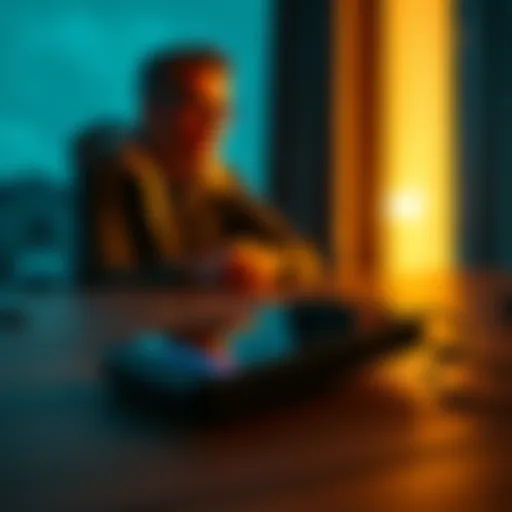 A Ledger Nano X device lying on a table, with a concerned person in the background looking at a window, suggesting a break-in during vacation.