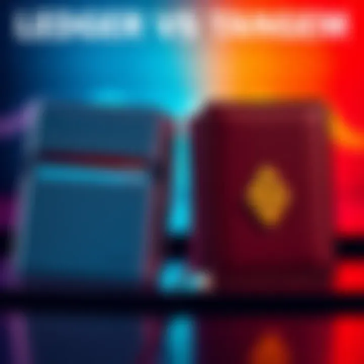 A side-by-side comparison of Ledger and Tangem cold wallets showcasing their designs and features.