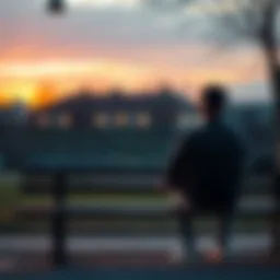 A person sitting on a bench in a park, looking thoughtful with a sunset in the background. They appear to be deep in thought about the meaning of life.