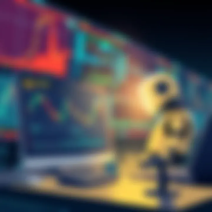 Limit Orders on Trojan Bots Illustration showing a trader managing limit orders for memecoins on a computer, with graphs and charts in the background