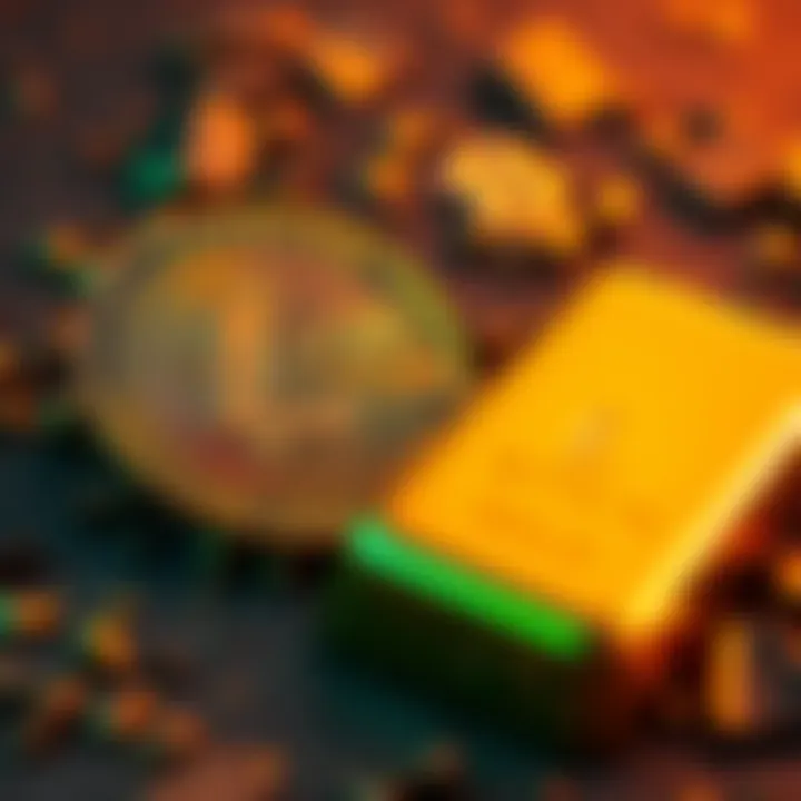 Visual representation of Litecoin symbol alongside gold bars, highlighting Litecoin's position as a stable asset compared to gold.
