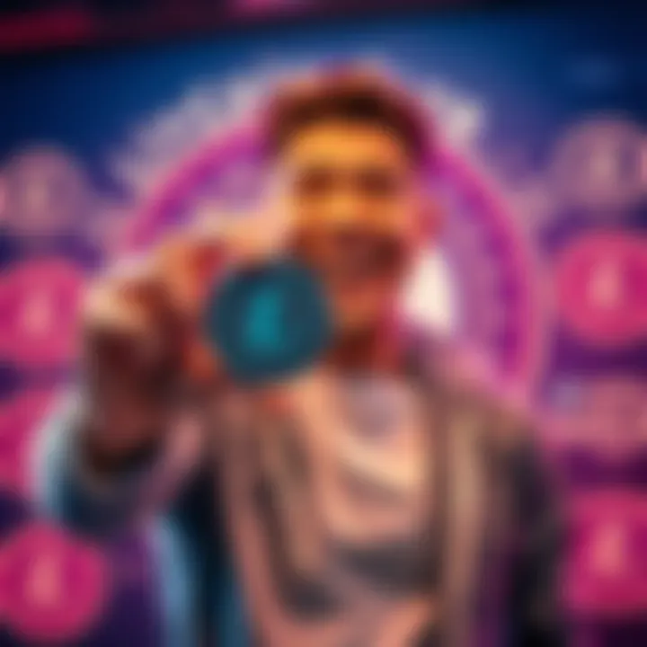 A person excitedly holding a Litecoin coin with a smile, surrounded by LiteCoin Club branding