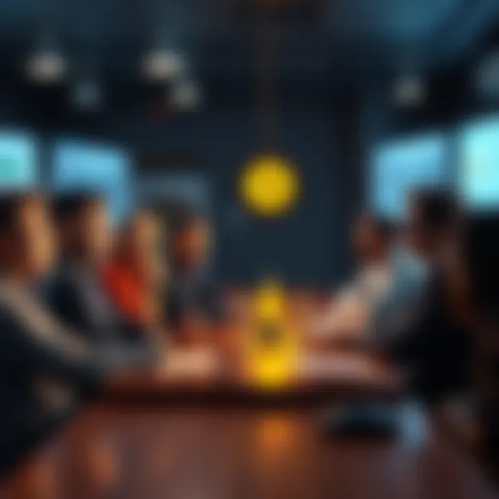 Debate on Litecoin's Future A group of people sitting around a table discussing Litecoin's future, sharing opinions and ideas.