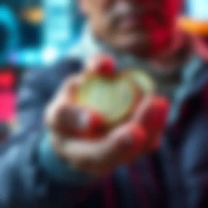 A dedicated Litecoin holder with cryptocurrency coins in hand, symbolizing commitment and long-term investment strategy.