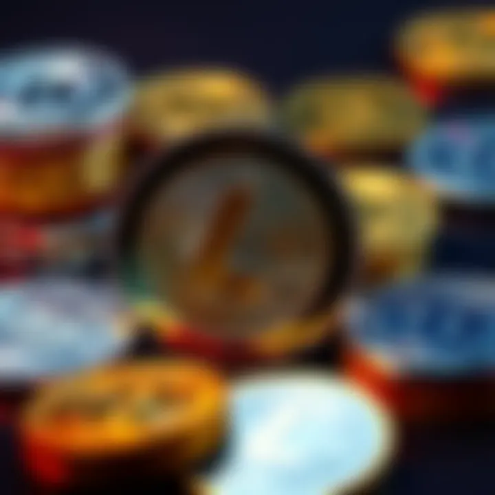 A visual representation of the Litecoin symbol next to several coins, highlighting its popularity in the cryptocurrency market.