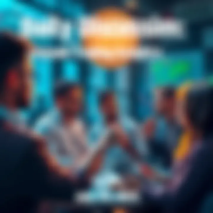 A group of people engaged in a lively discussion about Litecoin trading strategies and market trends