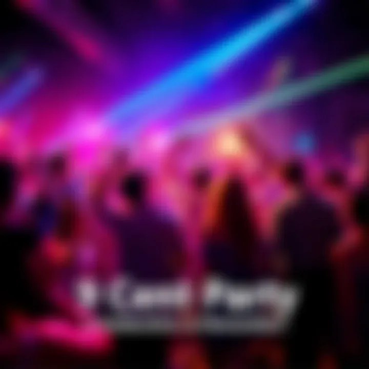 Lively Dance Party People dancing and enjoying a lively celebration with upbeat music and colorful lights.