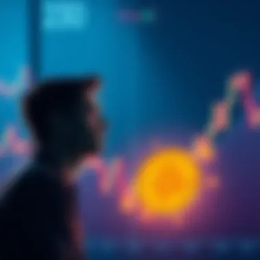 Individual thinking about taking out a loan to buy Bitcoin, with a graph showing declining prices in the background