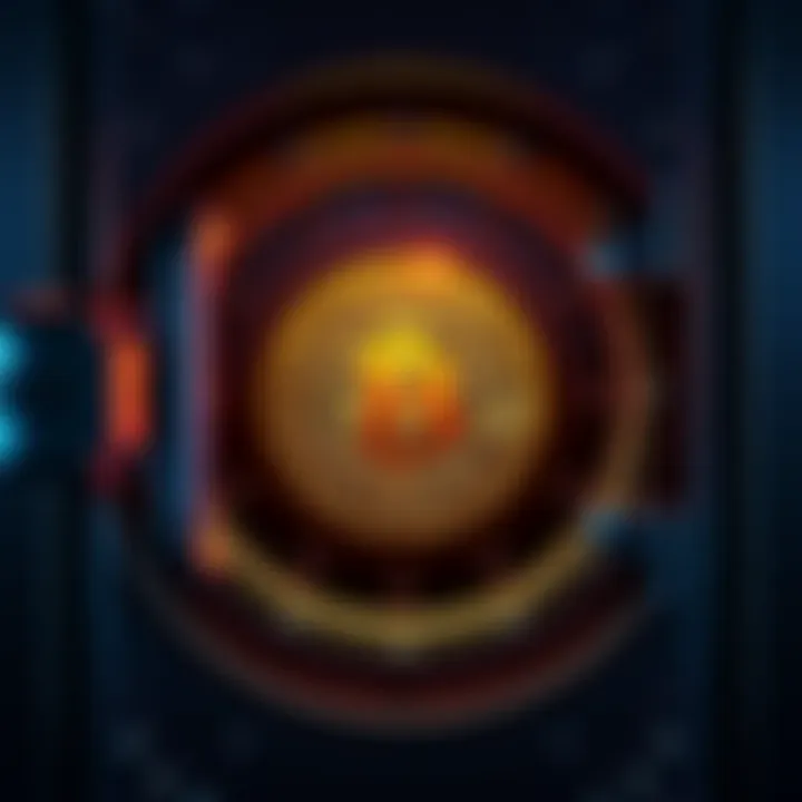 A secure vault with a Bitcoin symbol, representing long-term investment strategy