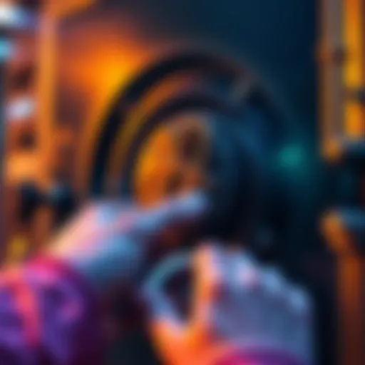 A person locking digital tokens in a secure digital vault, symbolizing long-term investment.