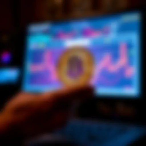 Locking Pi for Mining A person locking digital coins on a computer screen to increase mining rate