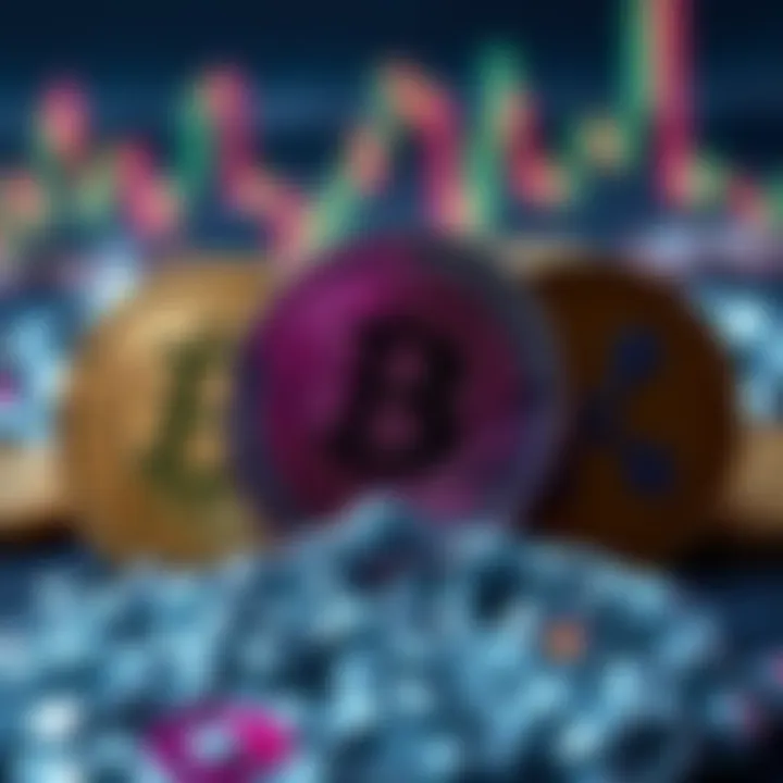 A graphic representation of Bitcoin, Ethereum, Chainlink, and XRP logos symbolizing long-term investment strategies.