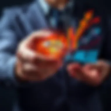 Long-Term Investing Strategy A person holding a diamond symbol in one hand and a stock chart in the other, representing commitment to long-term investments.