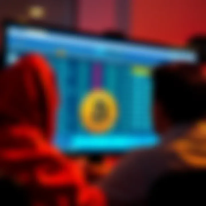 A distressed user looking at a computer screen showing stuck Bitcoin transactions on Coinbase.