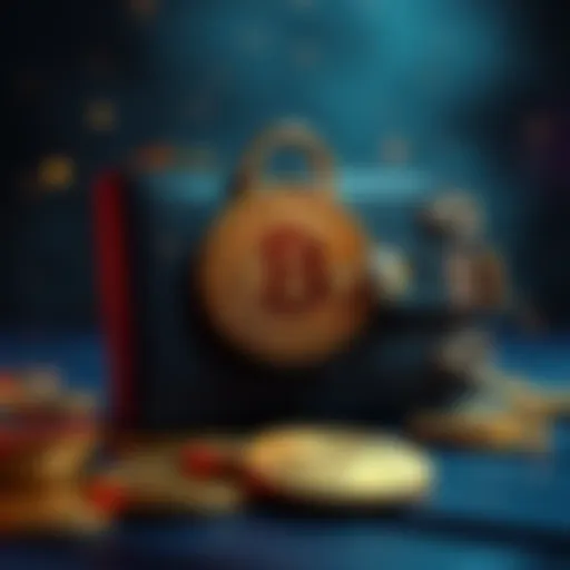 A representation of a Bitcoin wallet with a lock, symbolizing access issues and lost coins