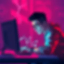 Finding Lost Cryptocurrency Wallet A person sitting at a computer, looking frustrated while searching for their lost Apollo Cryptocurrency wallet.