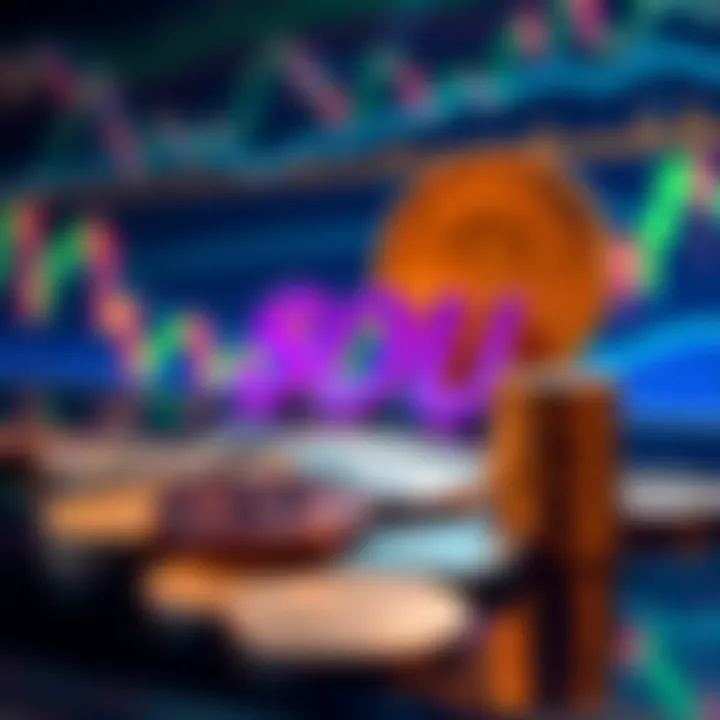 A visual representation of the cryptocurrency market with a focus on low-cap coins like SOU, showing charts and coins to signify investment opportunities.