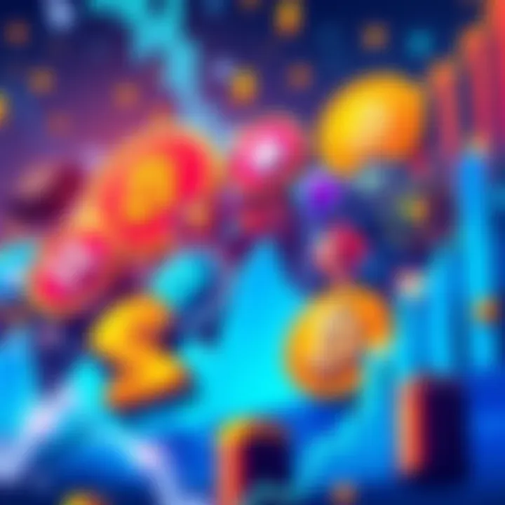 An illustration showing various low-cap cryptocurrency logos and charts, highlighting opportunities for investment.