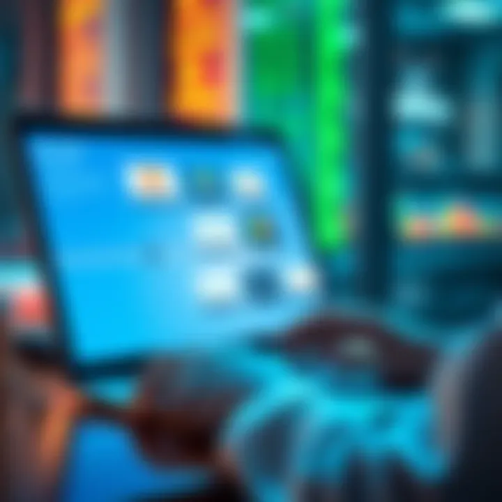 A person using a laptop to explore low-fee cross-chain bridging options with various platforms on the screen.