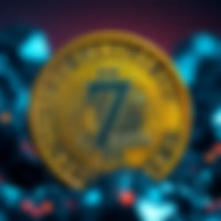 Low Valuation of Stable Coin A close-up of a digital coin showing a value of seven cents, representing a struggling stable coin in the market.